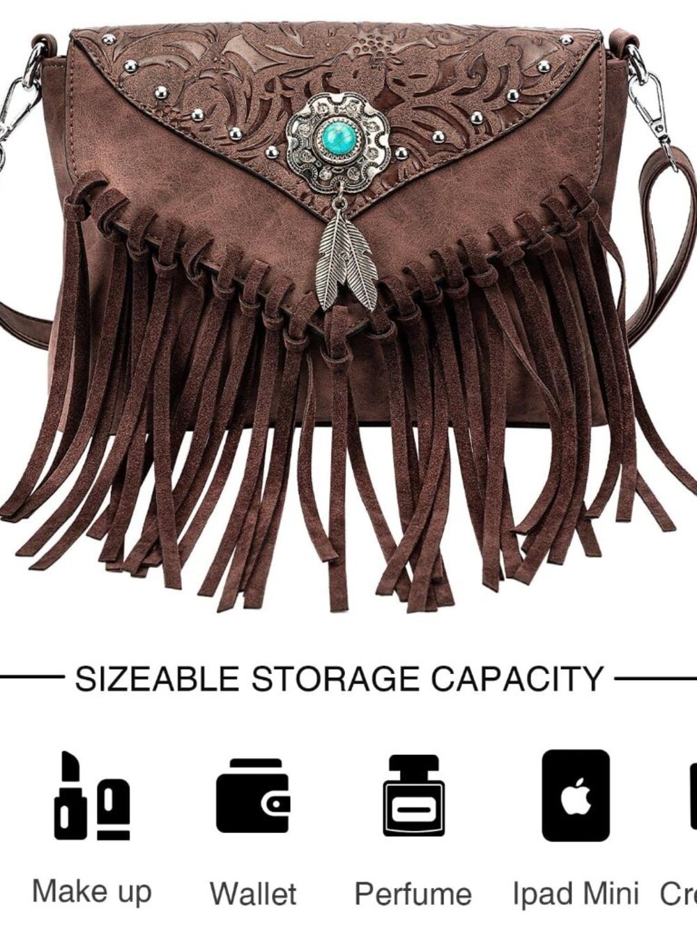 Small Crossbody Bags for Women Crossbody Handbag Fringe Purse Tassel Shoulder Ba - Picture 7 of 7